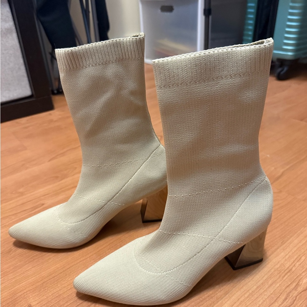 Elegant Cream Ankle Boots